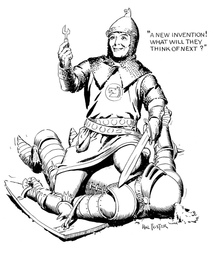 Keeping up with the times: a Prince Valiant gag by Hal Foster for the National Cartoonists Society