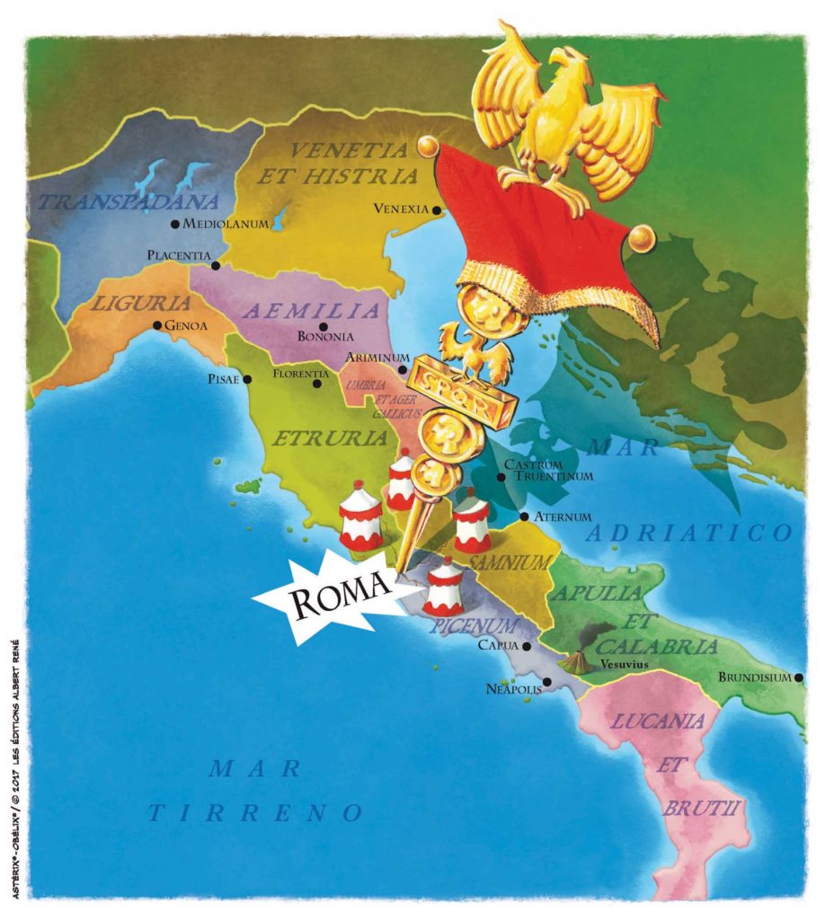 Asterix and the Race through Italy Map with Towns