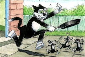 An image of Korky the Cat by Charles Grigg, drawn for the Bugle newspaper. Korky the Cat © DC Thomson