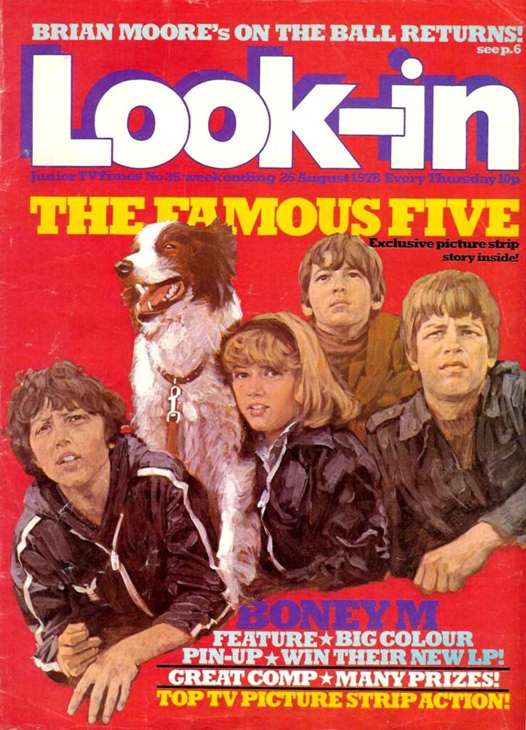 The Famous Five on the cover of Look-In, cover dated 26th August 1978