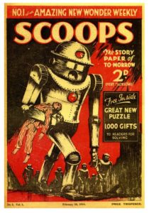 Scoops Issue One, published in 1934. Image for 2017 Adventure feature by Andrew Darlington. 