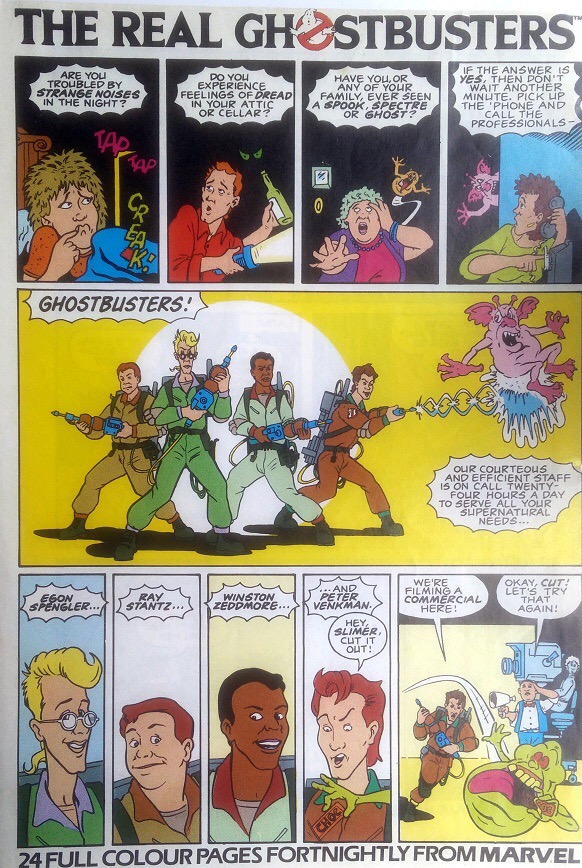 The first Marvel UK house ad for The Real Ghostbusters. Art by Brian Williamson