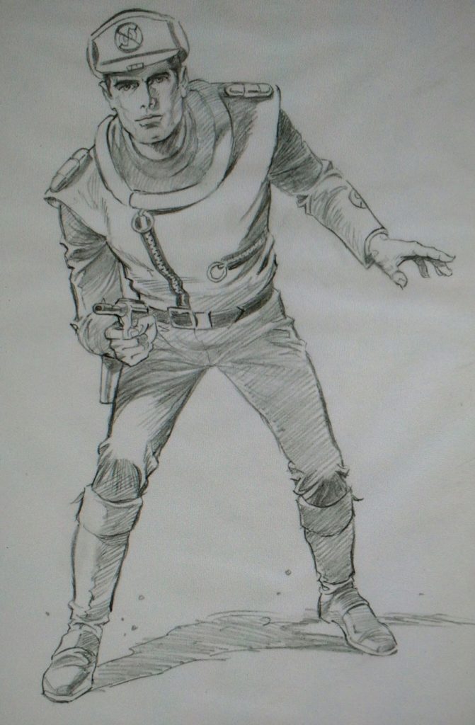 Mike Noble's pencil's for the Captain Scarlet box art