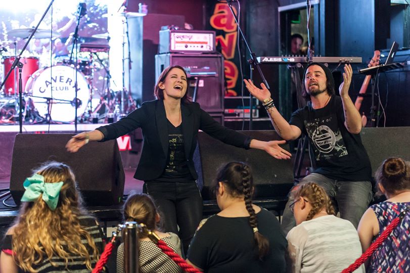 Chyler Leigh and East of Eli on stage at the Cavern Club to help launch the Fab 4000 project. Photo courtesy Tim Quinn