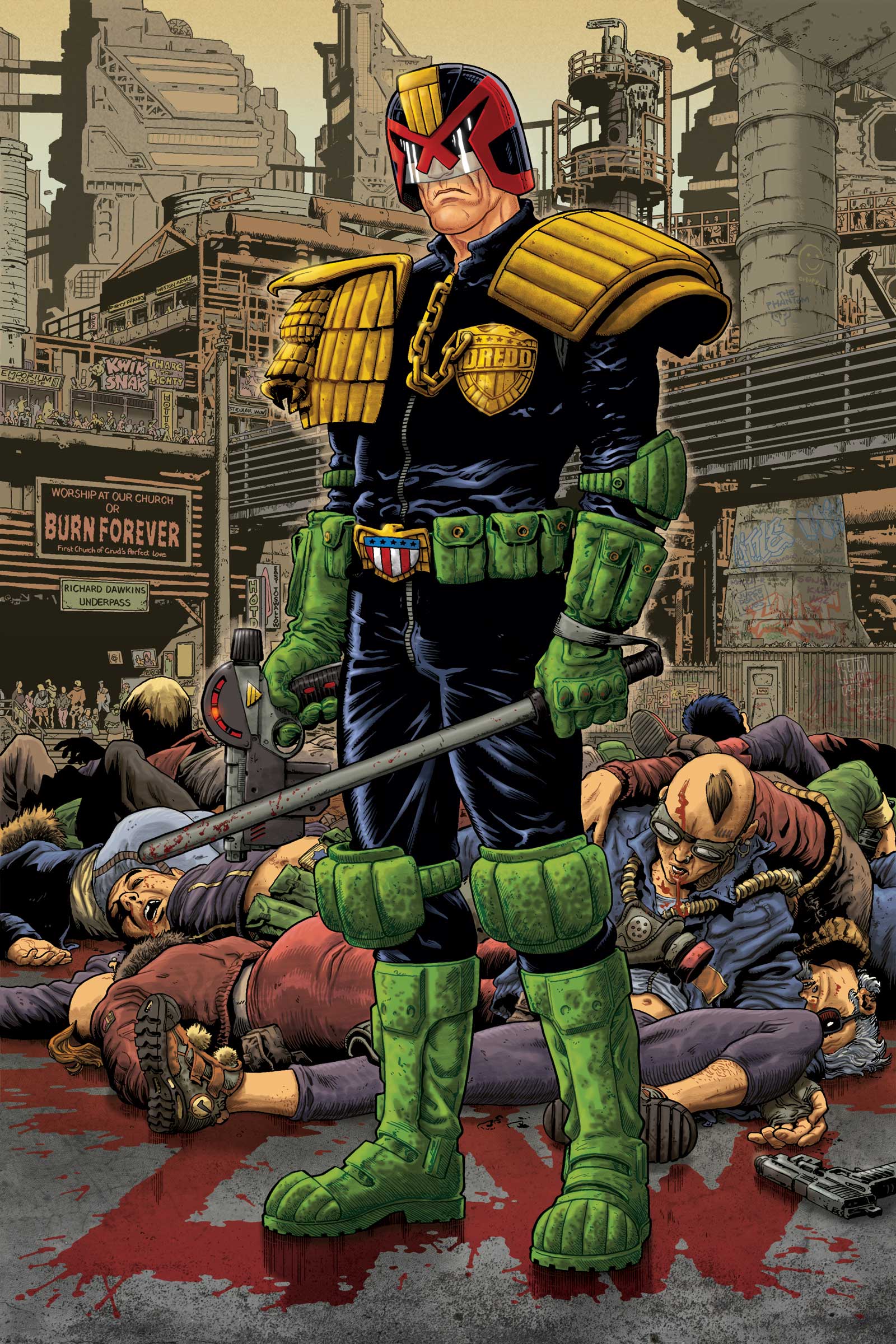 A cover for IDW's Judge Dredd comic by Mark Sexton