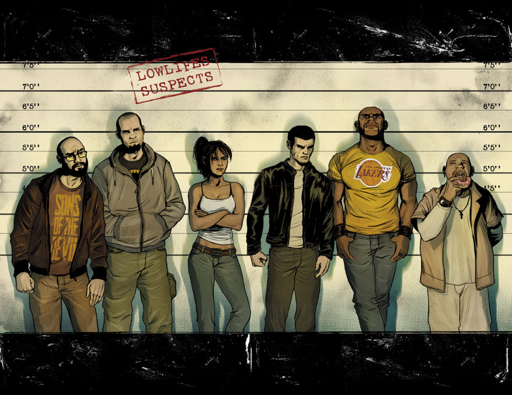 Promotional art for Lowlifes written by Brian Buccellato, art and colour byAlexis Sentenac