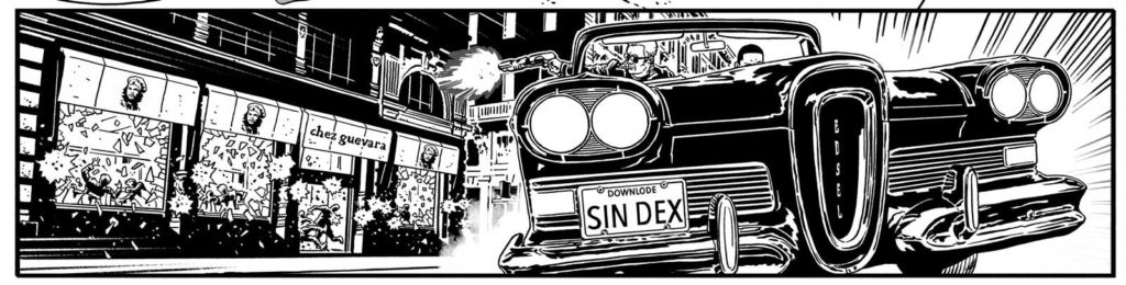 A panel from "Replica", a short story that featured in 2000AD Prog 2000, written by Dan Abnett