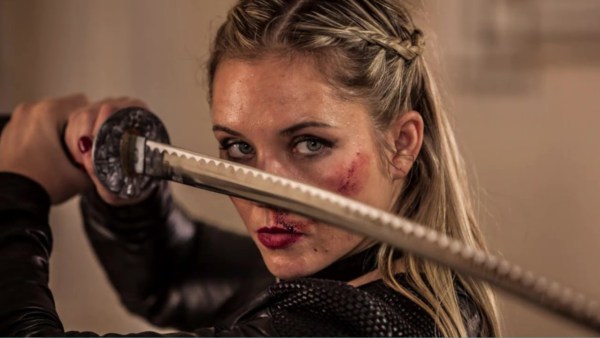 Amy Johnston as Jane the Ripper in the new Accident Man movie