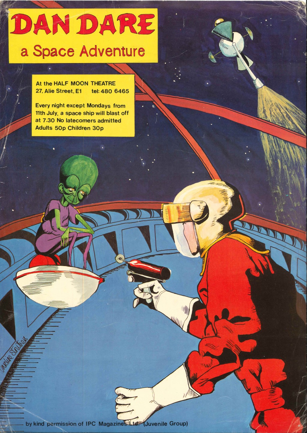 A poster for Dan Dare: A Space Adventure. Art by Caroline Struthers