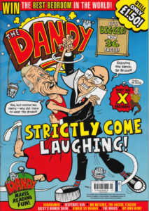 Bruce Forsyth and Harry Hill whoop it up on the cover of The Dandy in November 2011