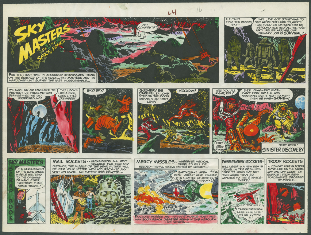 Jack Kirby's guide for a horizontal presentation of a Sunday Sky Masters strip