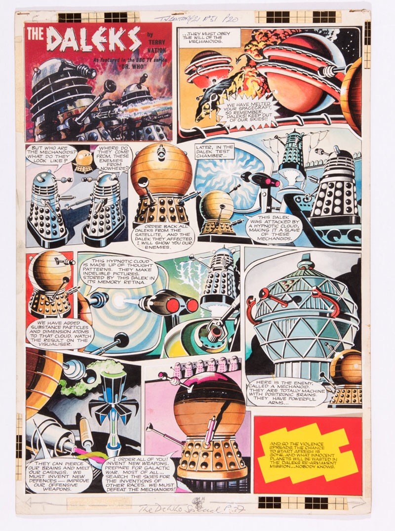 Daleks original artwork (1965) by Ron Turner for TV Century 21 No 51