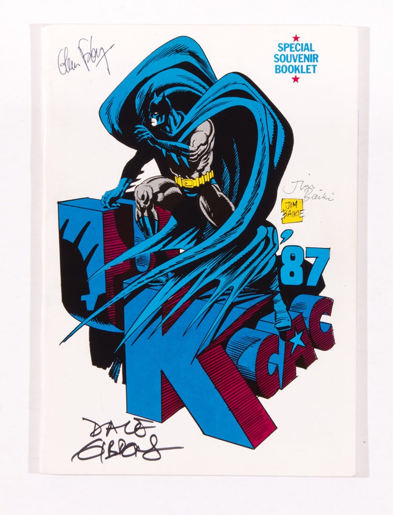 UK Comic Art Convention brochure 1987. A 76 page Special Souvenir Booklet, signed by Bill Sienkiewicz, Will Eisner, Glen Fabry, Dave Gibbons, Brett Ewins, Brian Bolland, Jim Baikie, Bryan Talbot, Bill Higgins, Cam Kennedy, Mike Colllins and Kevin O'Neill