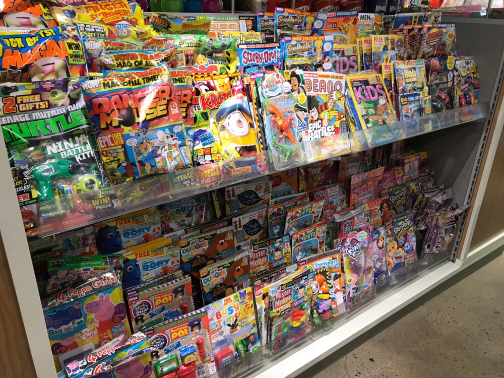 The main selection of kids' comics. All of Eason's shelves aren't too high and are within reach of children, unlike some supermarkets where the shelves can even tower above adults.