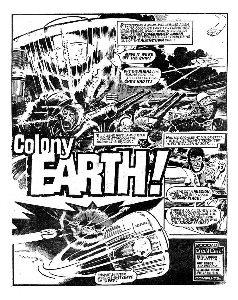 "Colony Earth: for 2000AD Prog 59, written and drawn by Jim Watson