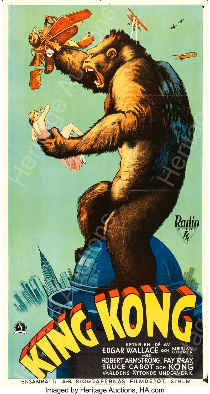 King Kong (RKO, 1933). Swedish Oversized Poster (25.5" X 47").