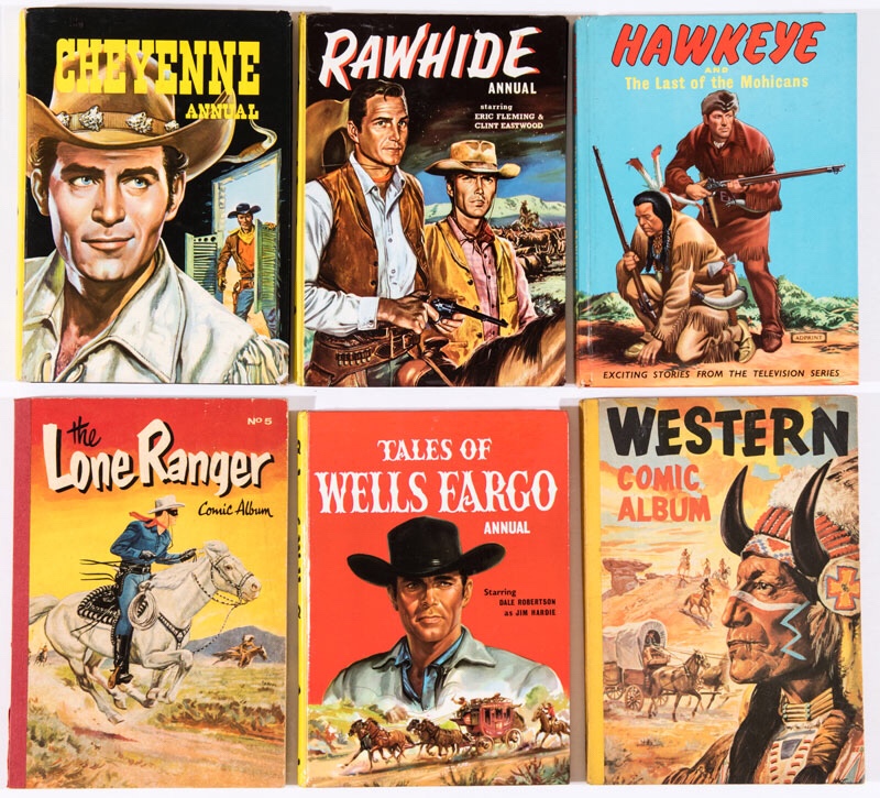 Rawhide, Cheyenne, Hawkeye (illustrated by Ron Embleton), Lone Ranger 5, Tales of Wells Fargo (1961), Western Comic Album 5