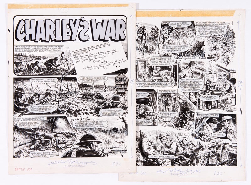 Charley's War - two original artworks by Joe Colquhoun from Battle 601 (1980) '1916.