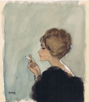 Smoking Woman - a sketch by David Wright 