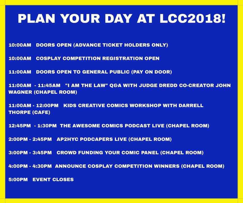Leamington Comic Convention 2018 Schedule 