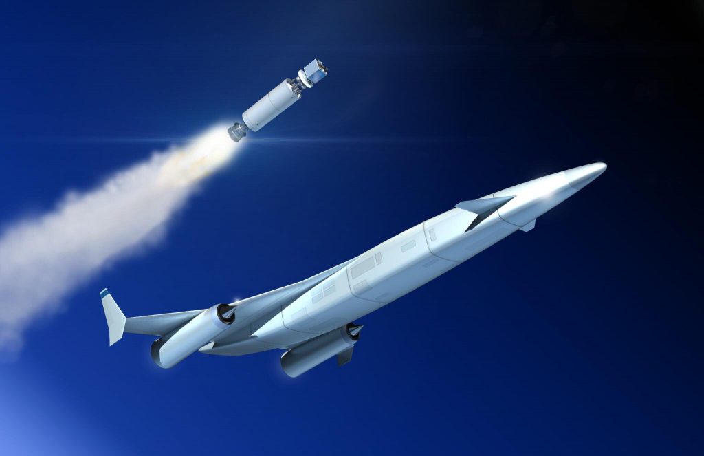 Artist’s impression of the release of an upper-stage from a next-generation SABRE-powered reusable launch vehicle. The development of the SABRE technology will enable low-cost, high-cadence space access. Image: Reaction Engines