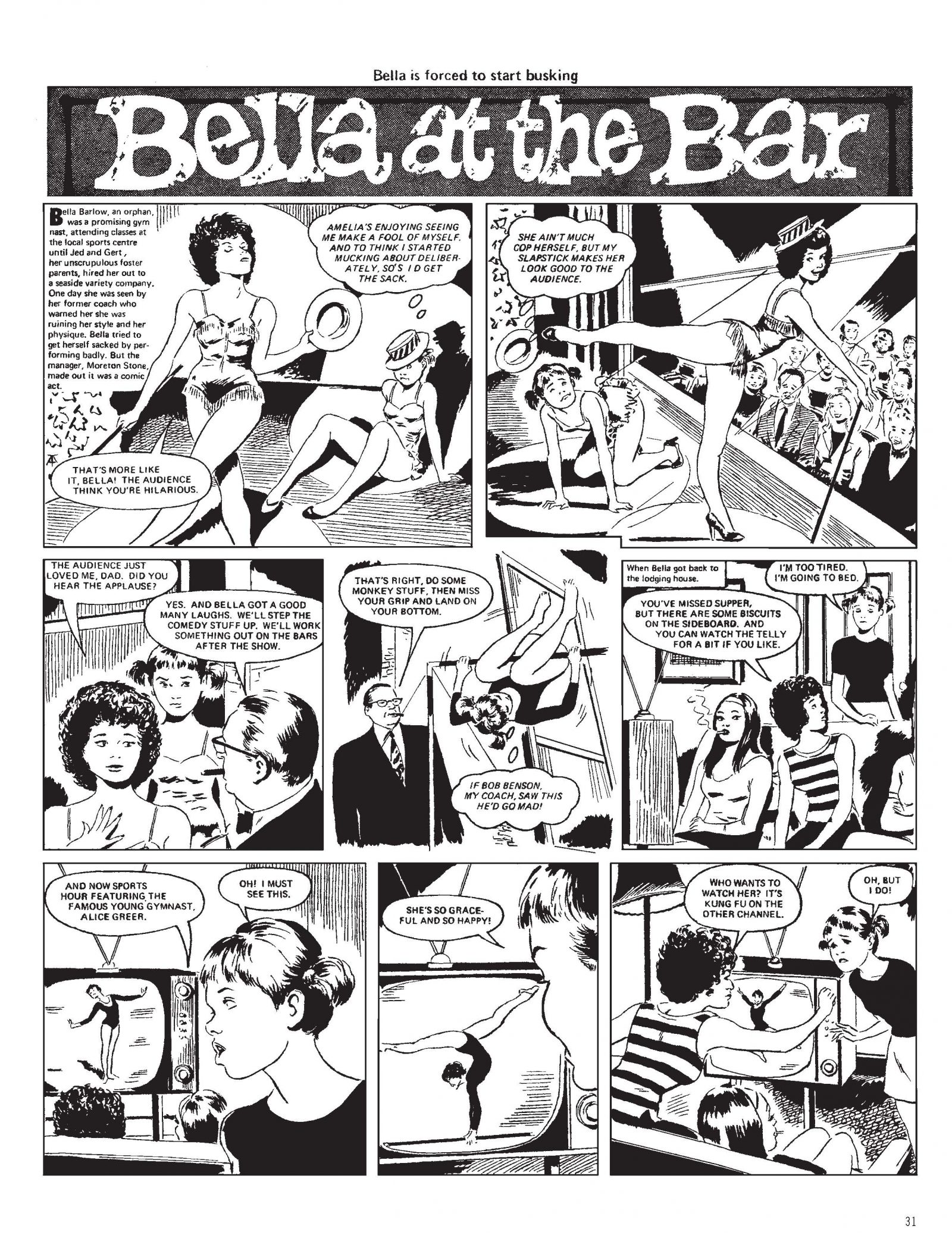 The influence of the popularity of gymnastics on TV in the early 1970s is apparent even in the strip