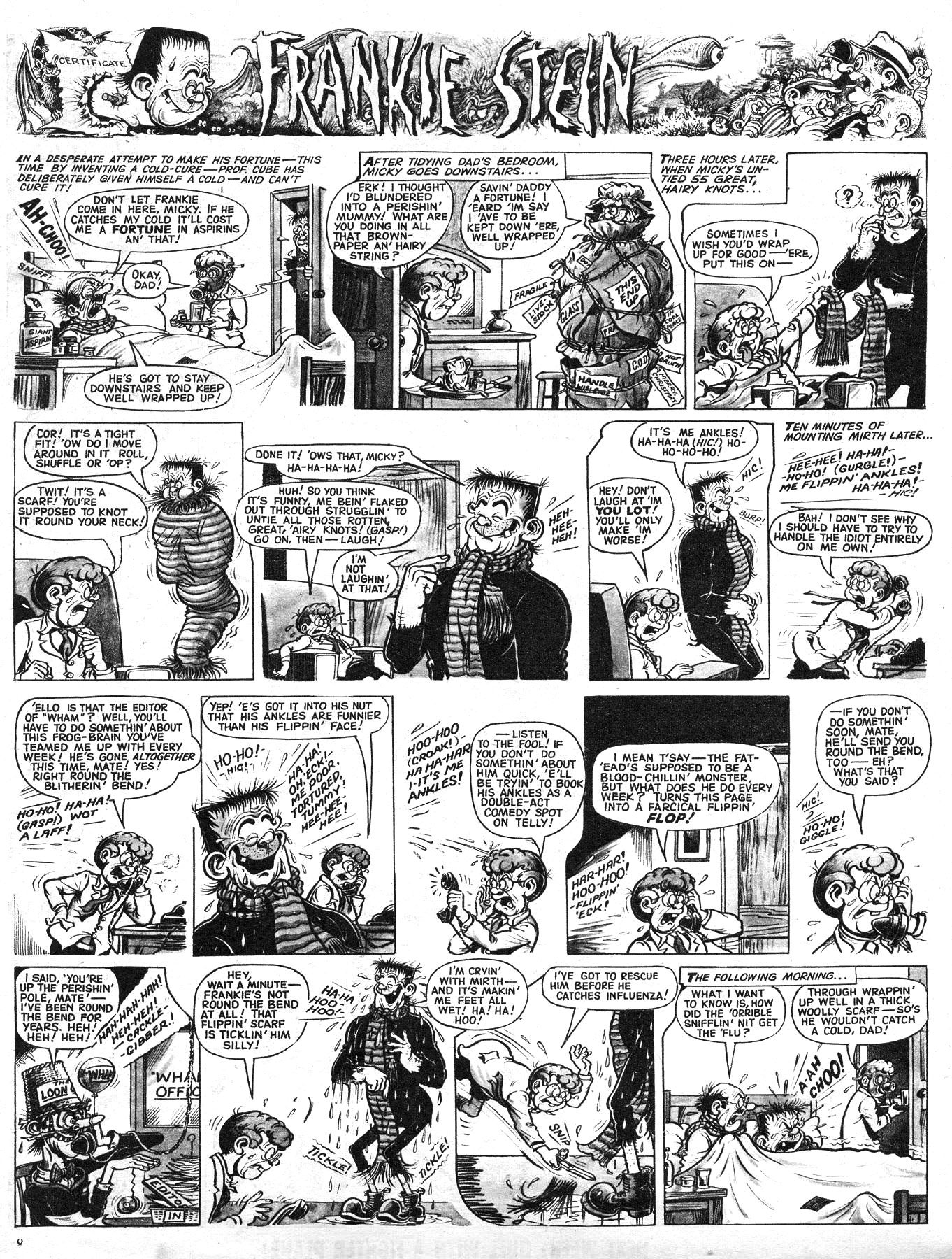 Frankie Stein strip from Wham! No. 82, cover dated 8th January 1966, drawn by Ken Reid. © TimeUK