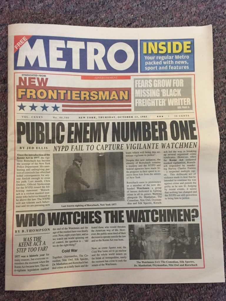 Metro Watchmen Newspaper - Cover