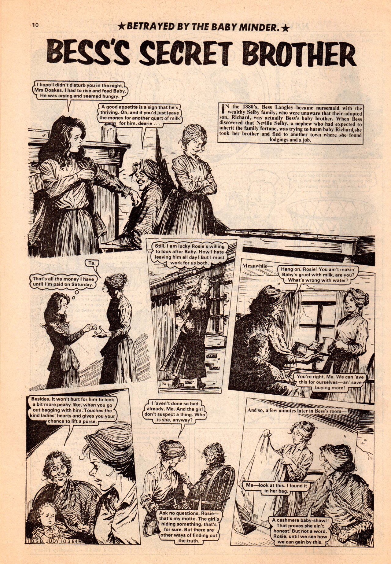 "Bess's Secret Brother" , a strip for Judy published in the 1980s. Artist unknown
