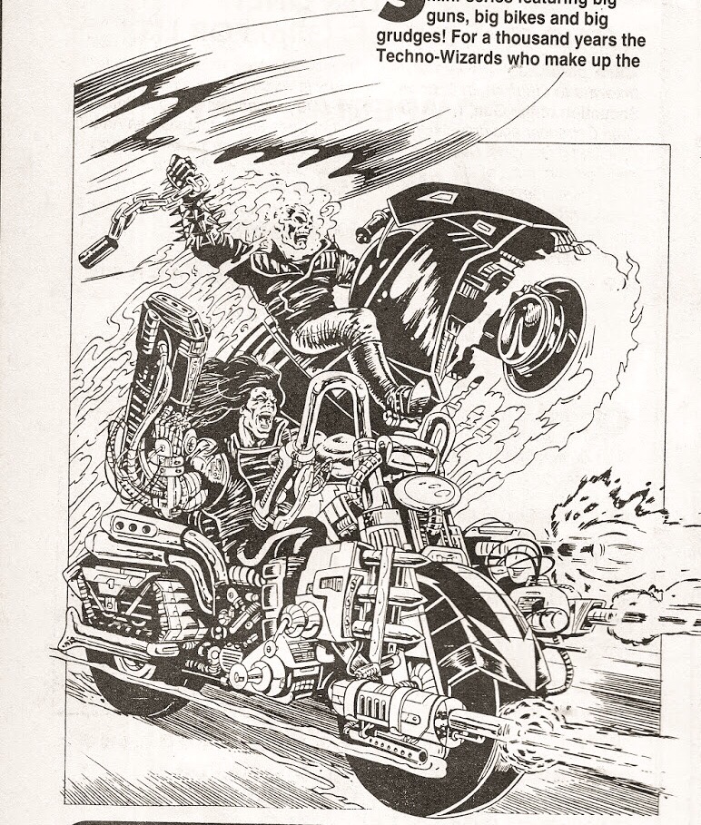 Early Shadow Riders promotional art by Brian Williamson. Brian was keen to draw the series as well as co-write it, but Paul Neary opted to use Ross Dearsley