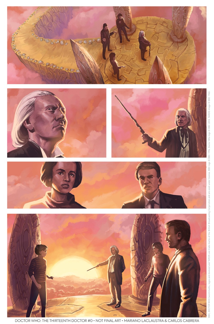 Doctor Who: The Thirteenth Doctor #0 – The Many Lives of Doctor Who Preview Page 1 – The First Doctor by Mariano Laclaustra and Carlos Cabrera