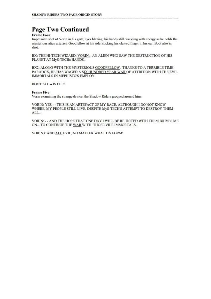 Shadow Riders Two-Page “Introductory Story” by John Freeman, intended for use in Overkill - Page 4