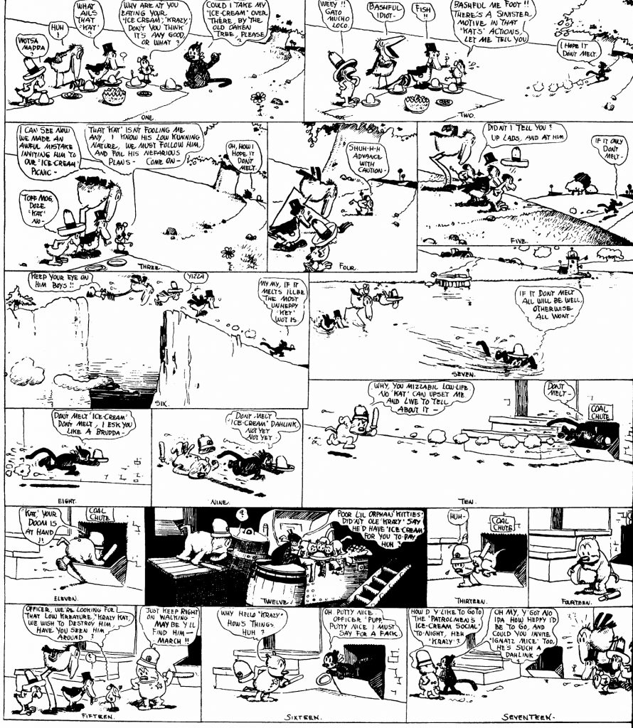 An early example of “Krazy Kat”, published on 23rd April 1916