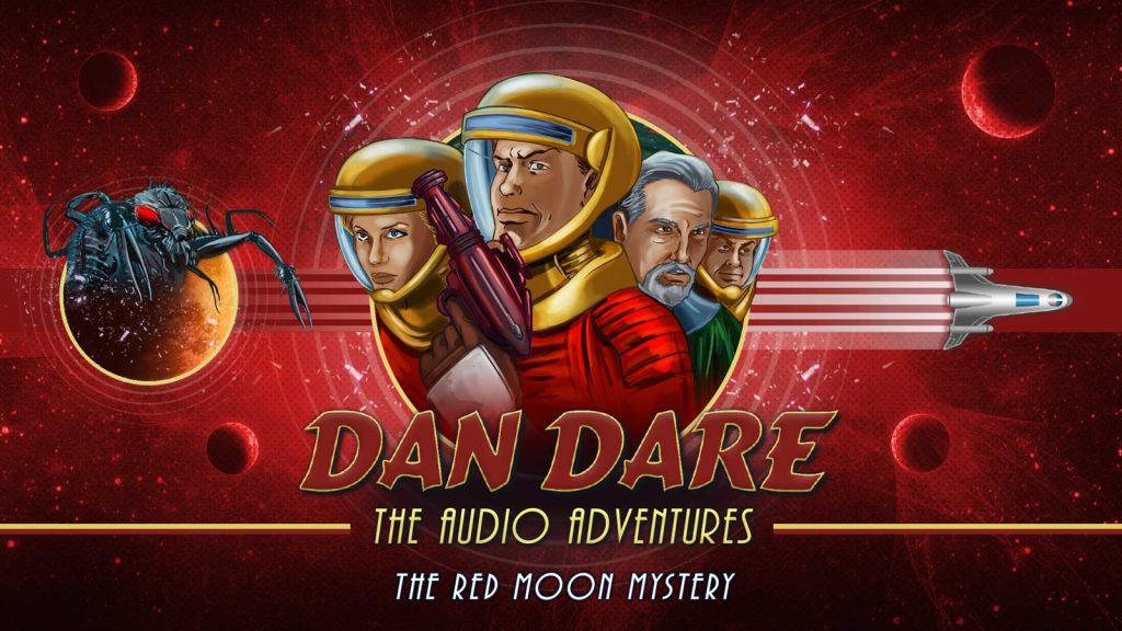 New art for the Dan Dare Audio Adventure "The Red Moon Mystery", created to coincide with the Radio 4 Extra release. Designed by Mark Plastow with art by Brian Williamson.