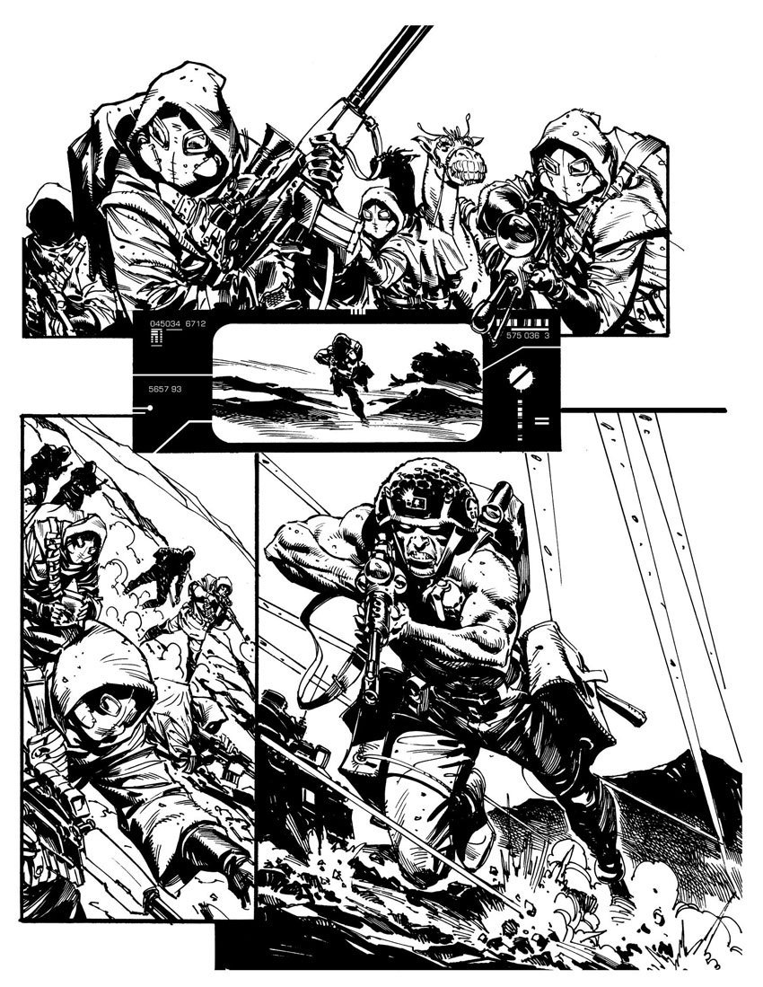 Rogue Trooper by Staz Johnson,. who is clearly ready to fight all comers to storyboard the film...