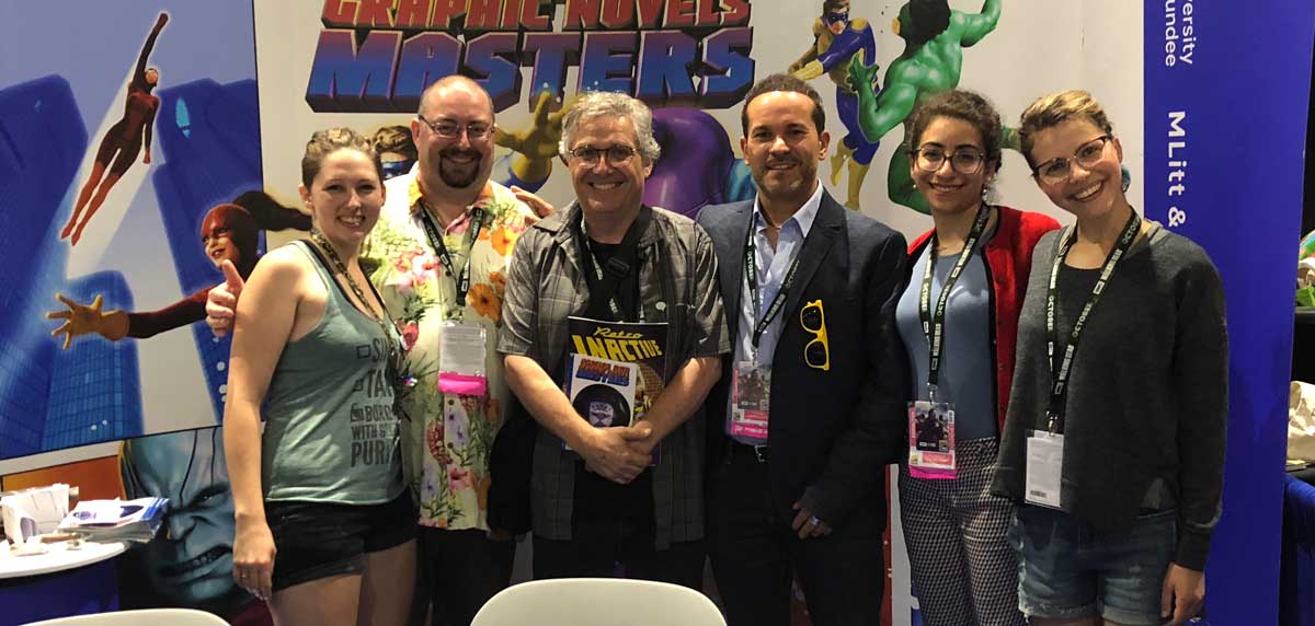The University of Dundee tam at San Diego Comic Con 2018 with Scott McCloud (centre)
