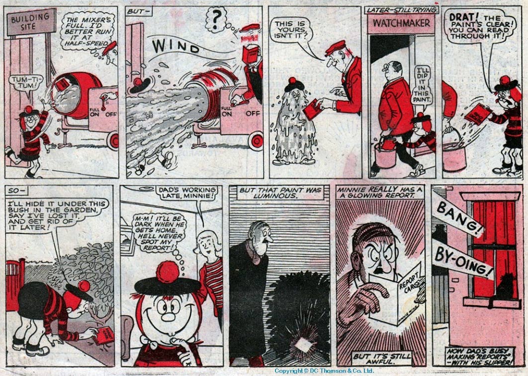 Panels from a classic episode of Minnie the Minx by Leo Baxendale.