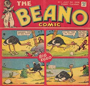 Detail of front cover of first edition of 'The Beano', 30 July 1938
