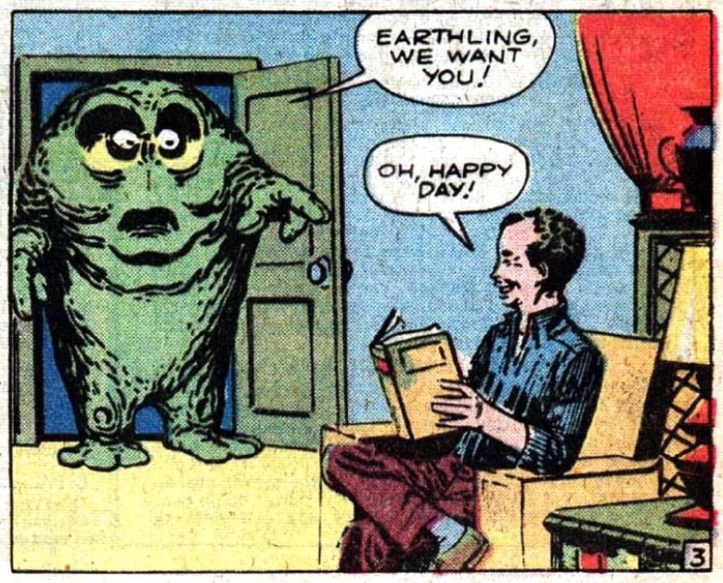 A panel from From "The Joker" by Stan Lee & Steve Ditko, Amazing Fantasy #5 (1961)