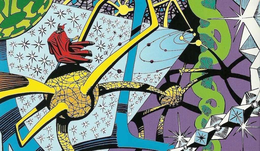 Just one of many mind-bending comic visuals Steve Ditko created during his long career