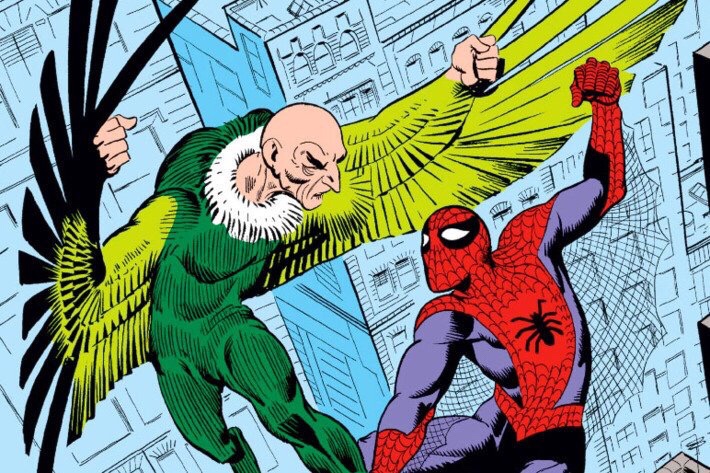 Spider-Man battles the Vulture in The Amazing Spider-Man #2. Art by Steve Ditko