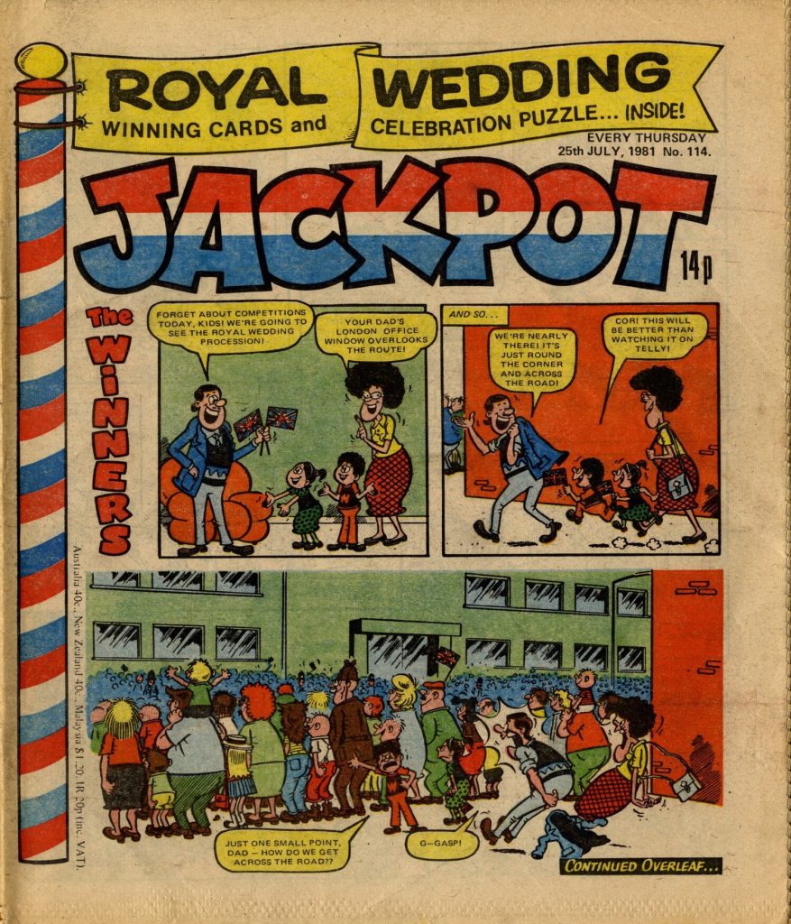 One of Jimmy Hansen’s many covers for Jackpot, cover dated 25th July 1981. Via Great News for All Readers