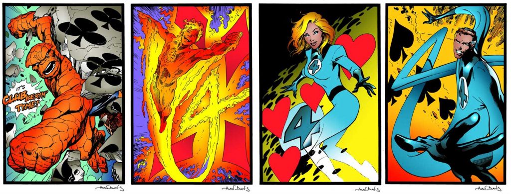 The Fantastic Four cards by Alan Davis from the Comics 2001 Charity Deck of Cards
