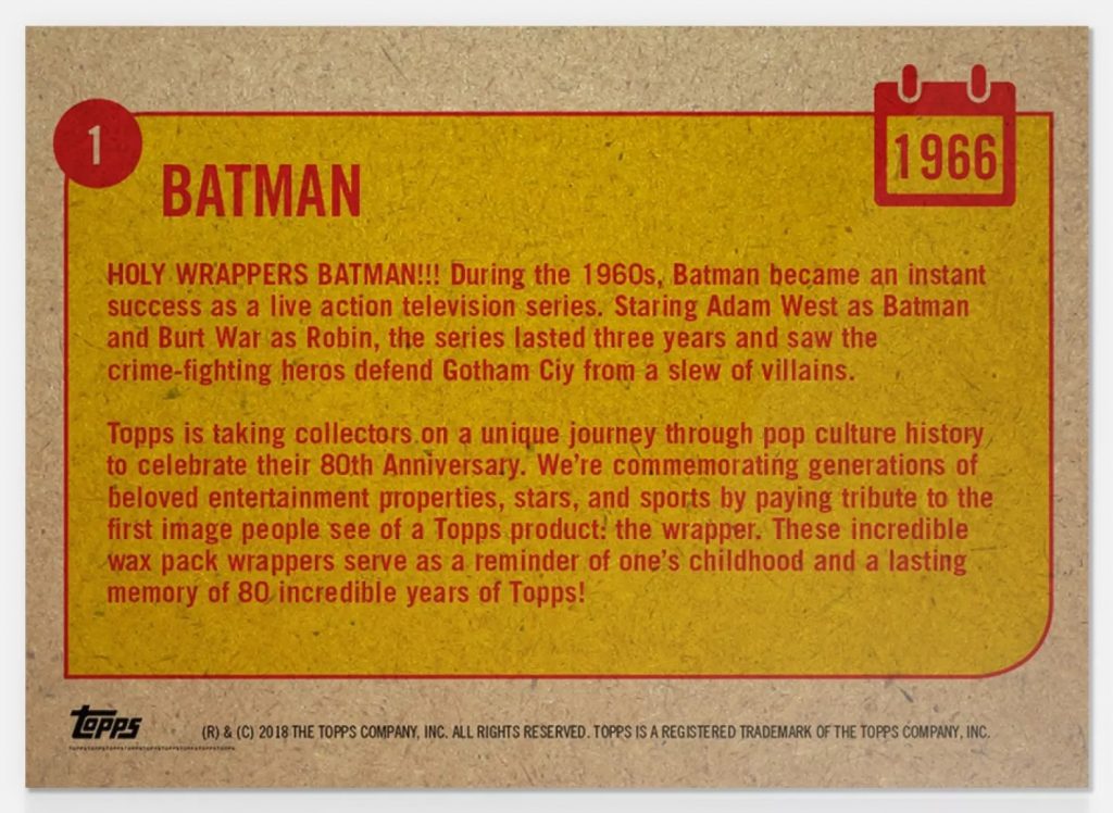 2018 Topps 80th Anniversary Wrapper Art - Batman