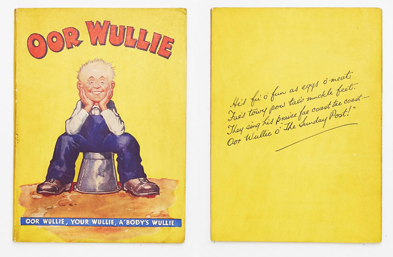 Oor Wullie Book 1 (1941). The Wee Lad on his upturned bucket by Dudley Watkins
