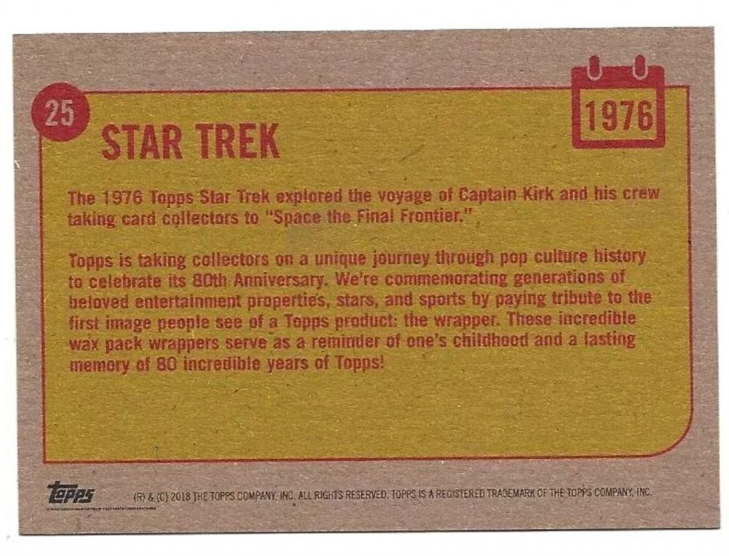 2018 Topps 80th Anniversary Wrapper Art - Star Trek