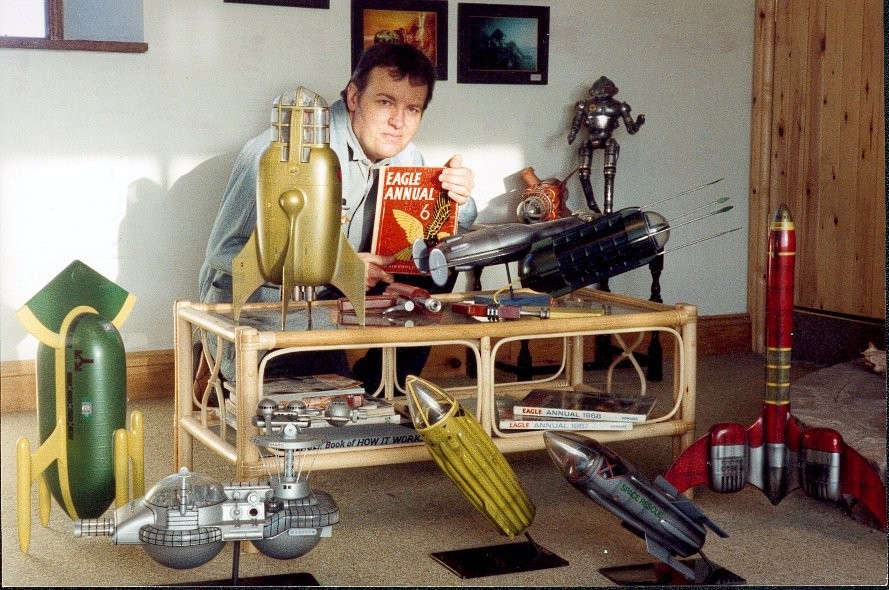 Effects wizard Martin Bower and some of his Dan Dare related models built during his career.