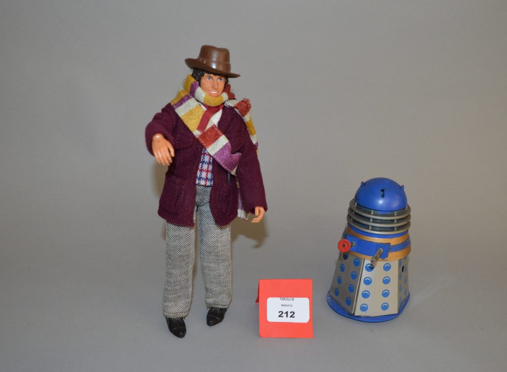 Mego Doctor Who Action Figure and Codeg mechanical Dalek