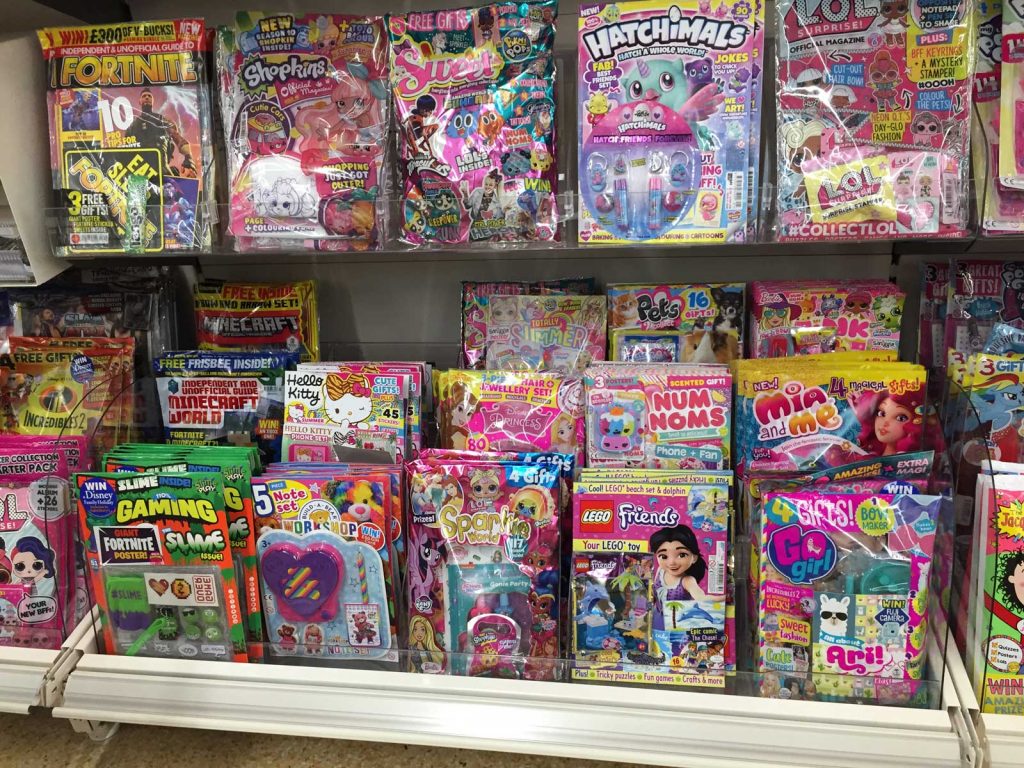 Larger supermarkets give their comics much more space, with "covers out" compared with WHSmth cramping of magazines on their shelves