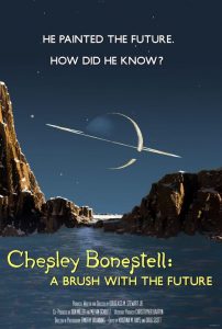 The poster for Chesley Bonestell: A Brush With The Future utilises one of Bonestell’s most memorable images, a view of Saturn from Titan, conjured for Life magazine in 1944
